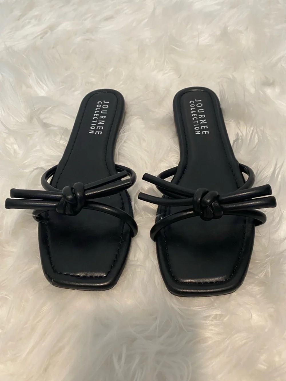 Journee Black Bow Sandals